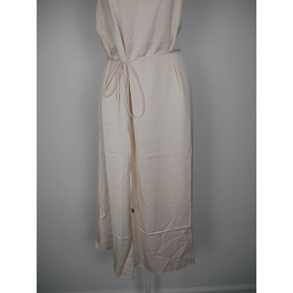 INC Women's Satin Crepe High Halter Neckline Waist Tie Midi Dress Size 16 - Picture 4 of 13